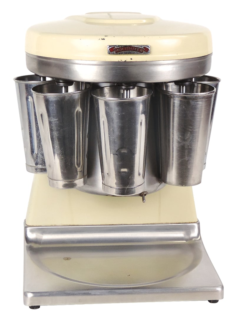 Soda Fountain Malted Milk Machine, 5-head Multimixer mfgd by Sterling w/5 tumblers, VG working cond (1 of 1)