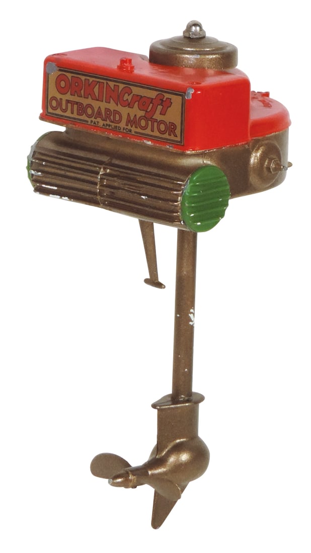 Toy Outboard Motor, Orkin Craft Outboard Motor, mfgd by Calwis Industries Ltd., Exc orig cond w/a (1 of 2)