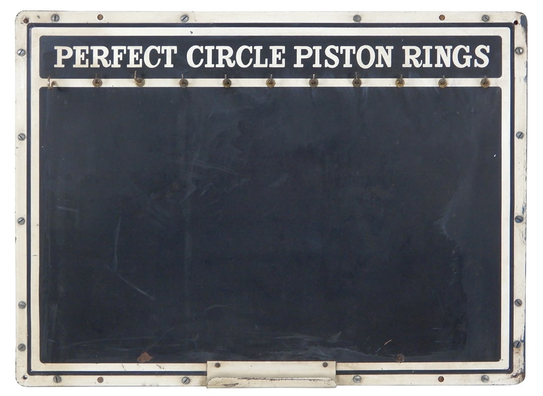 Automobilia, Perfect Circle Chalk Board, embossed litho on tin for Piston Rings, Good+ cond w/later (1 of 1)