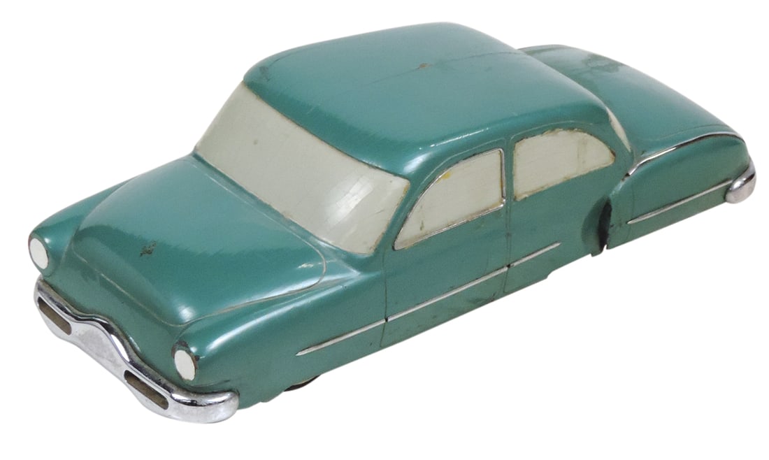 Automobilia, Concept Car Design Model, hand-carved wood block w/turquoise finish by unknown car (1 of 3)
