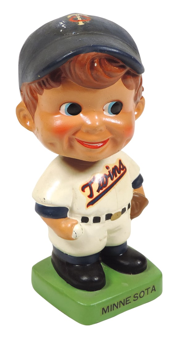 Baseball Bobble-Head, Minnesota Twins, 1960's, composition w/orig paint, Exc cond, 7"H. (1 of 2)