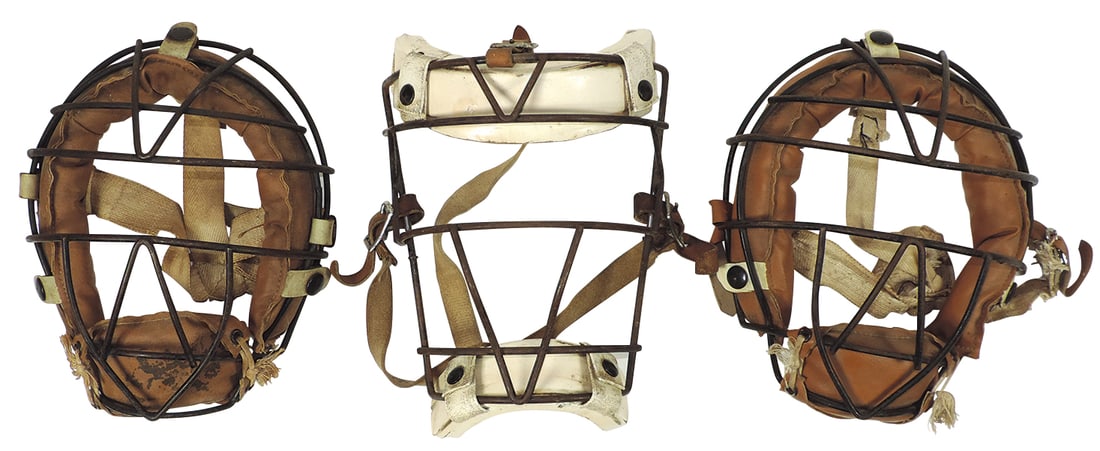 Baseball Catcher's Masks (3), Vintage wire & leather cages from the 1950's, all VG cond w/game wear, (1 of 1)