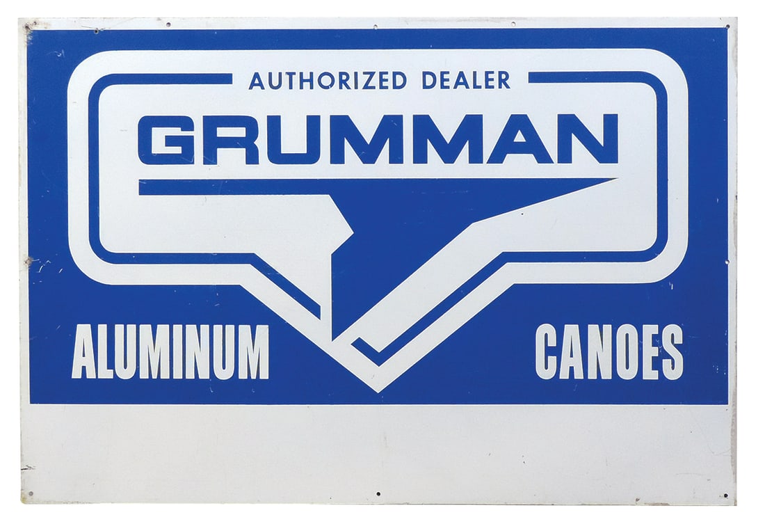 Sporting Grumman Canoe Sign, single sided litho on aluminum for authorized dealers, VG+ cond, 24"H x (1 of 1)