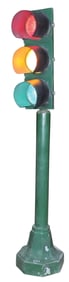 Automobilia Traffic Light, cast iron pedestal base & pole mfgd by Tucker Co., c.1930's, mounted w/a