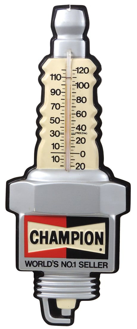 Automobilia Champion Thermometer, molded plastic spark plug form, VG working cond, 21"H. (1 of 1)