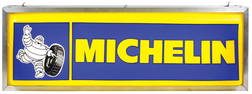Automobilia Michelin Sign, Dualite two-sided plastic lightup in aluminum frame, VG working cond