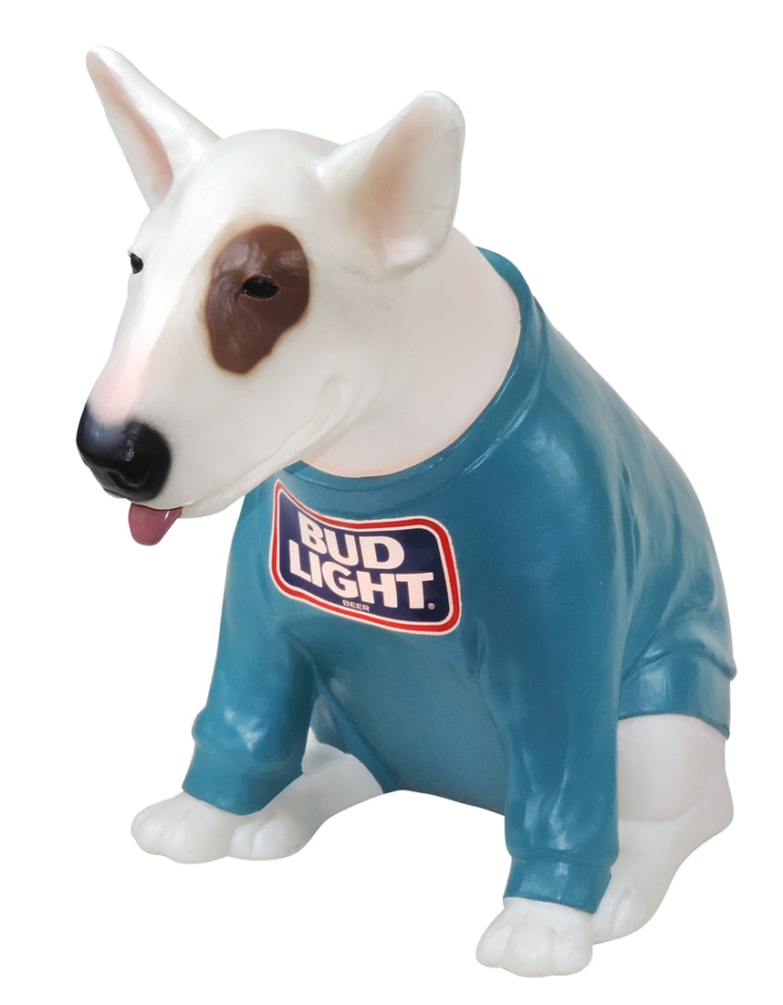Breweriana Spuds Mackenzie Lightup Figure, blow mold plastic of the Budweiser Bud Light mascot, Exc (1 of 2)