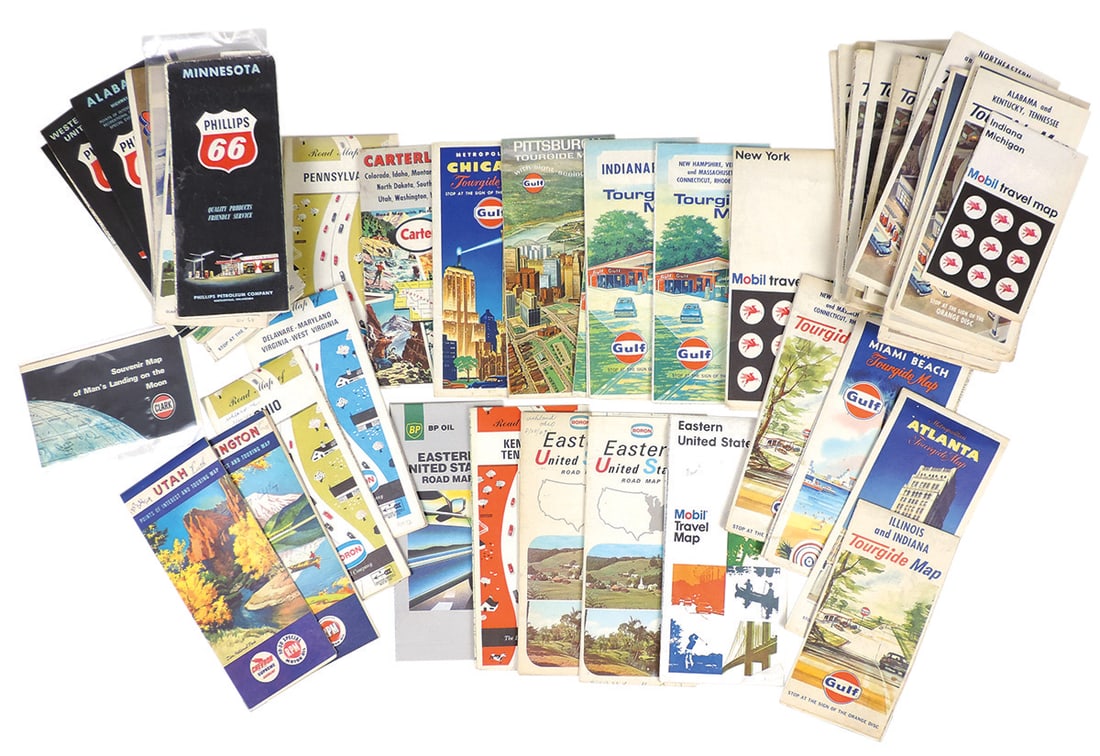Petroliana Oil Company Road Maps (50), assorted states & companies, most Phillips 66 & Gulf (1 of 1)