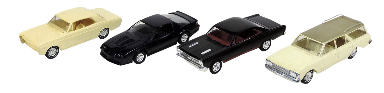 Automobilia Dealer Promo Cars (4), '66 Ford Fairlane, '86 Camaro, '66 Futura (damage), '64 Rambler: Automobilia Dealer Promo Cars (4), '66 Ford Fairlane, '86 Camaro, '66 Futura (damage), '64 Rambler wagon, VG cond unless noted, largest 8"L.