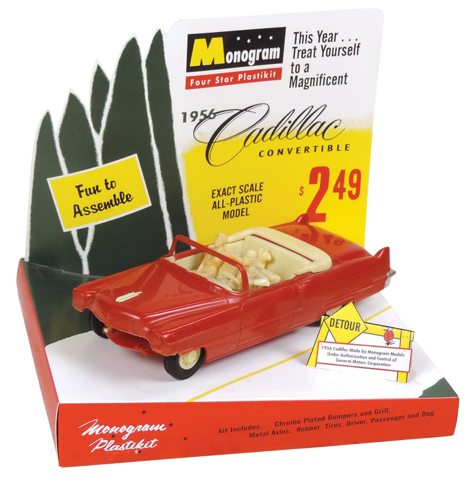Toy Store Model Display, 1956 Cadillac built model on later facsimile cdbd litho display stand, VG (1 of 1)