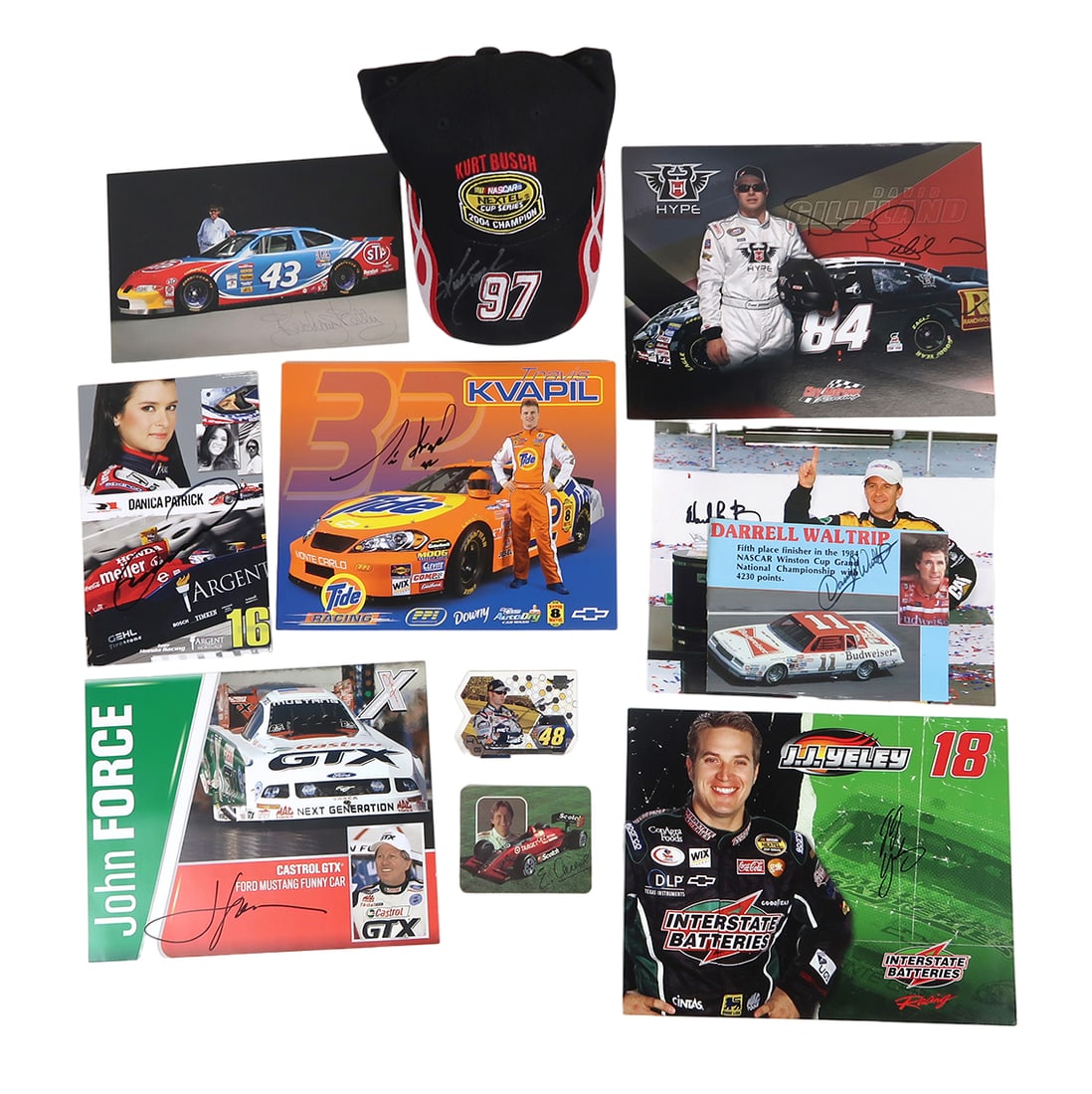 11 Pc Autographed Nascar Merchandise, Kurt Busch Cap And A Variety Of Signe (1 of 1)