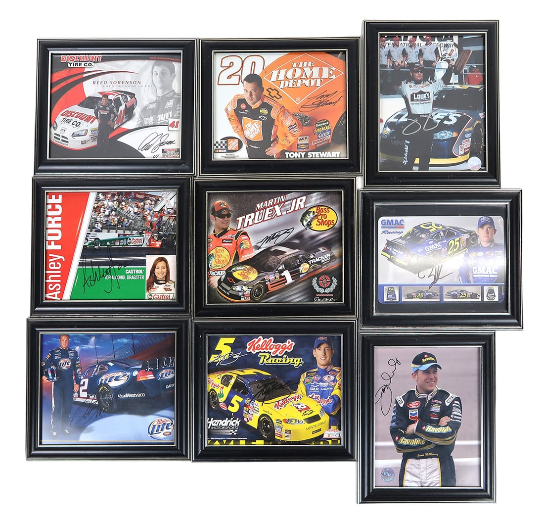 9 Autographed Nascar Bio Cards, Including Tony Stewart, Ashley Force, Kyle (1 of 1)