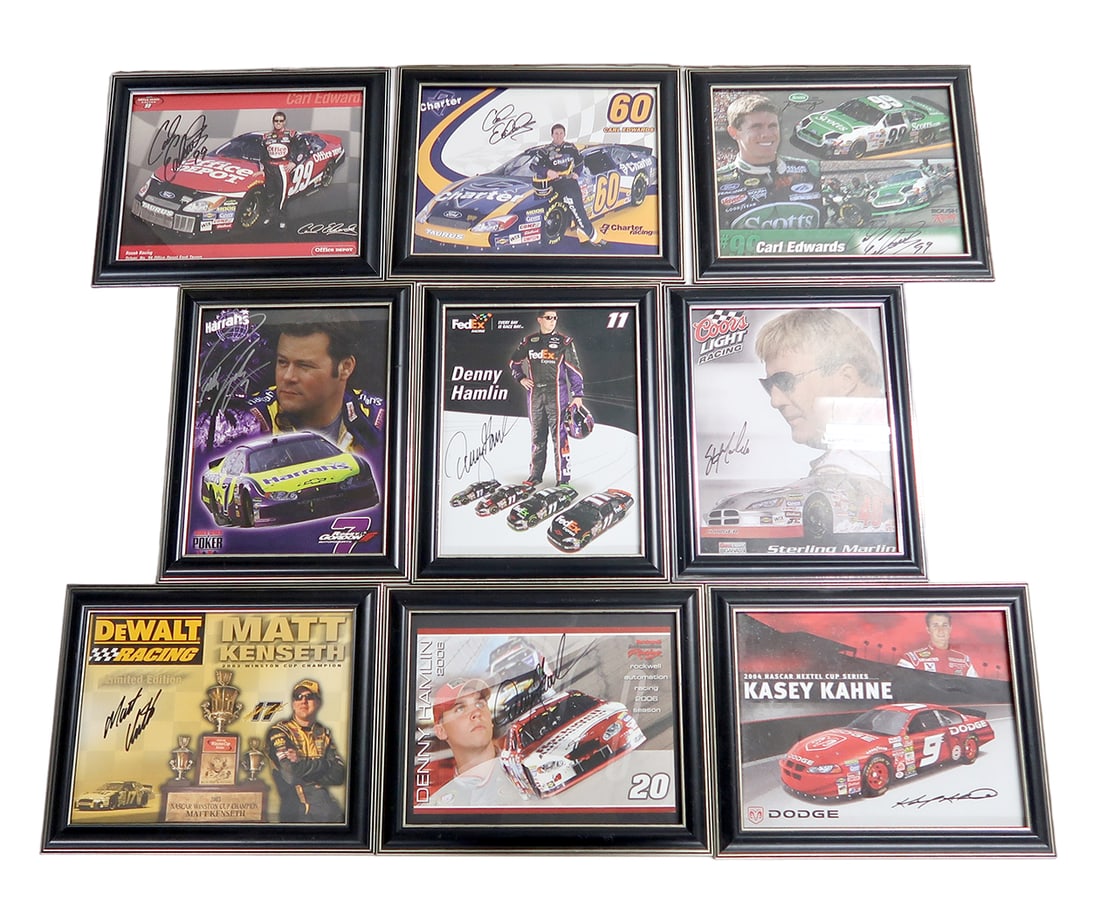 9 Autographed Nascar Bio Cards, Including Carl Edwards, Matt Kenseth, Kasey (1 of 1)