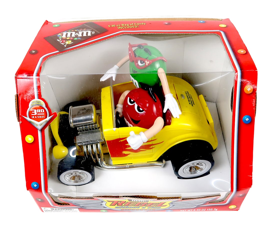 Collectibles (2) M&m Rebel Without A Clue Hot Rod Candy Dispenser, New In B (1 of 1)
