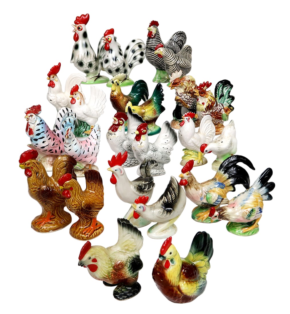 Salt & Pepper Shakers (12 Sets) One Mismatched, Esd Hand Painted, Unmarked/ (1 of 2)