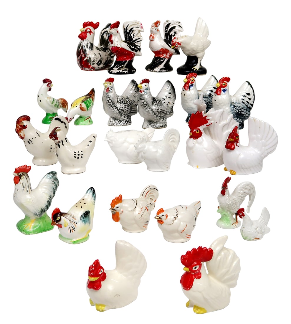 Salt & Pepper Shakers (12 Sets) Unmarked/made In Japan, Ceramic, Good To Vg (1 of 2)