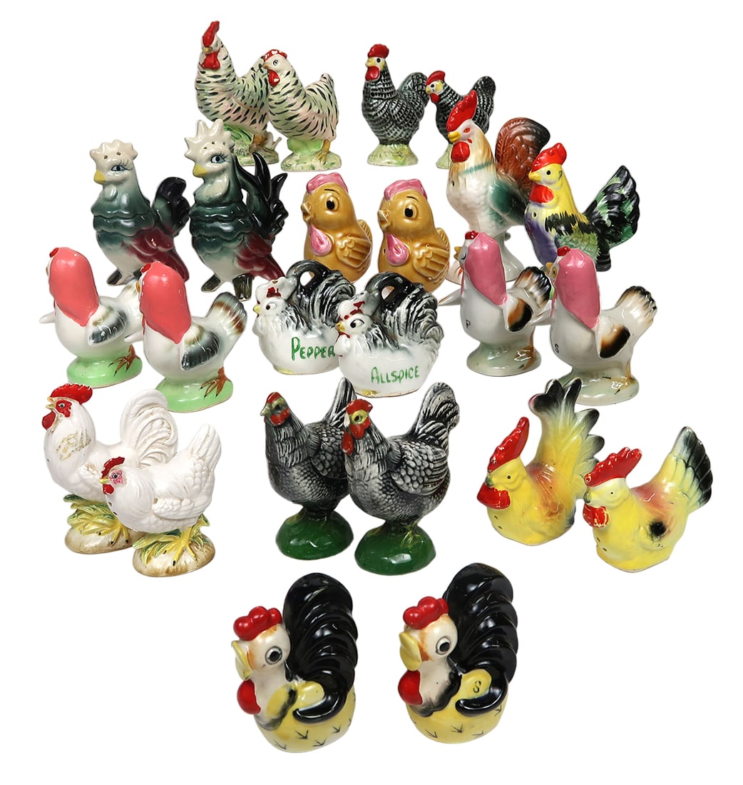 Salt & Pepper Shakers (12 Sets) Unmarked/made In Japan, Ceramic, Good To Vg (1 of 2)