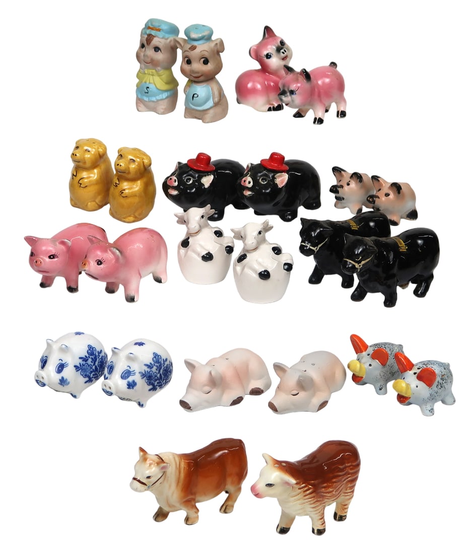 Salt & Pepper Shakers (12 Sets) Souvenir Of Galena, Il Cattle, Enesco Ceram (1 of 2)