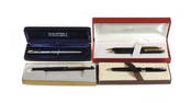 4 Sheaffer Pens & Set, All White Dot, Pr Targa Blk Matte Ballpoints, Triump