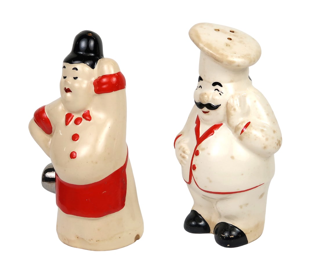 Salt & Pepper Shakers (1 Set) Italian Pizza Chefs, Unmarked/made In Japan, (1 of 2)