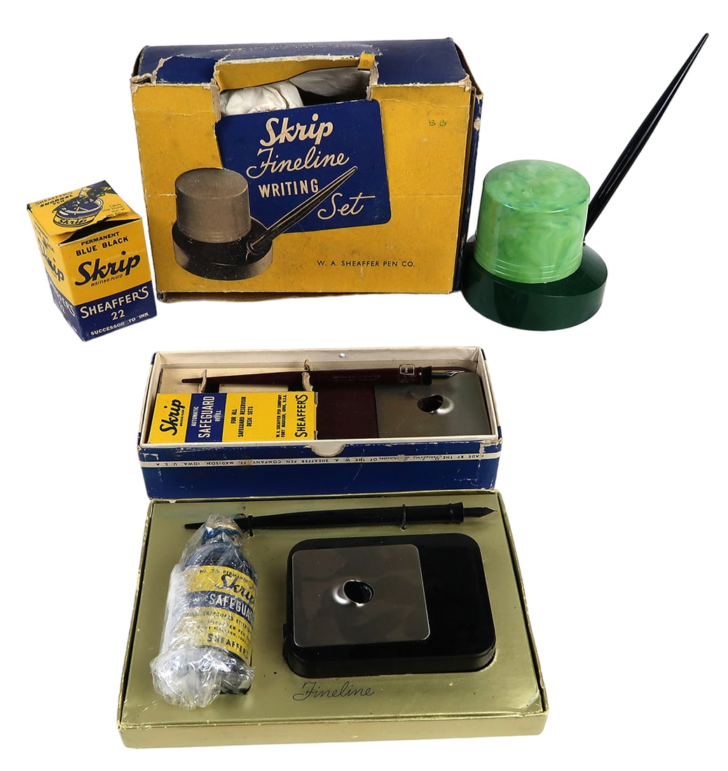 3 Sheaffer Fineline Pen Sets, Reservoir Bases With Dip Pens In Orig Boxes W (1 of 2)