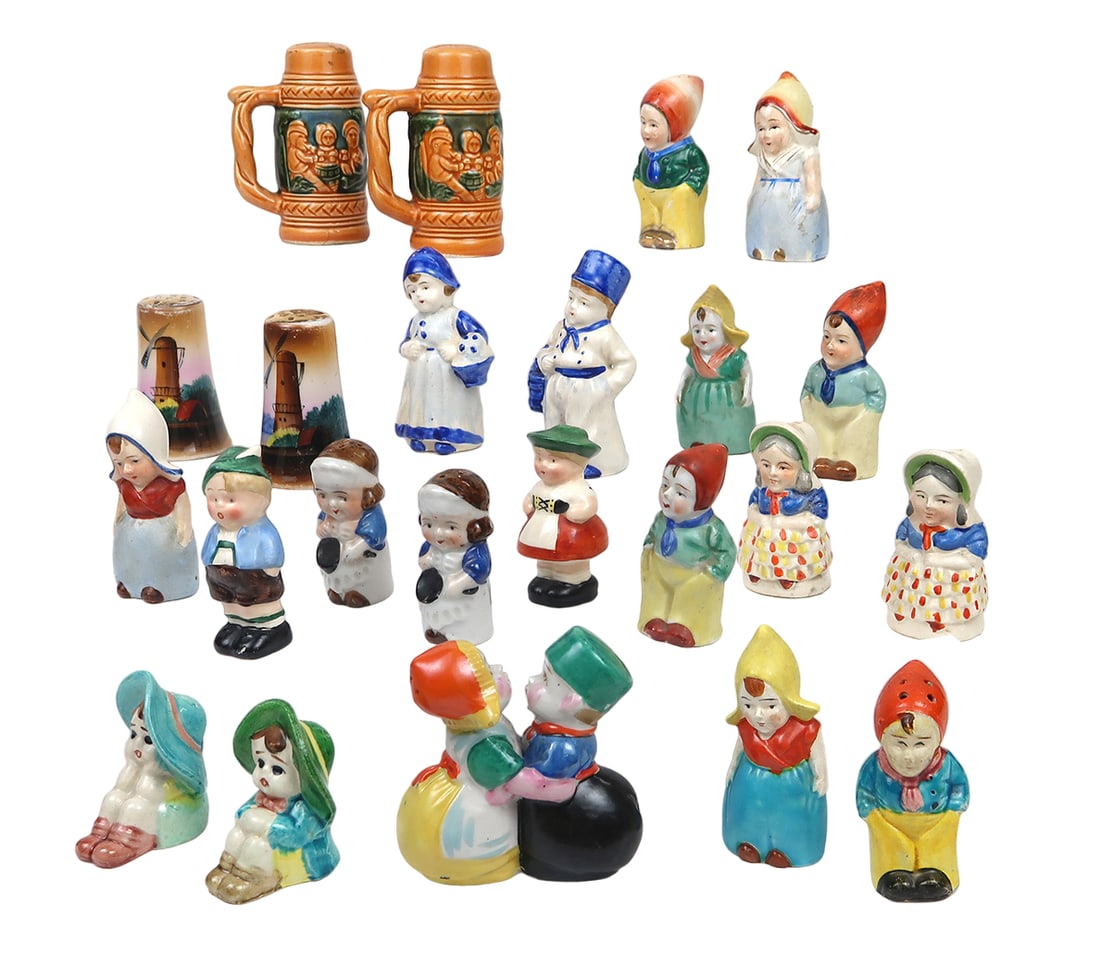 Salt & Pepper Shakers (12 Sets) Unmarked/made In Japan, Ceramic, Good To Vg (1 of 2)