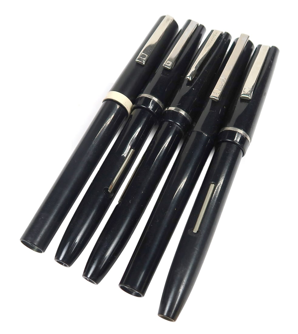 5 Osmiroid Calligraphy Fountain Pens (2 Cart, 3 Lever) Vg Untested Cond, 5.: 5 osmiroid calligraphy fountain pens (2 cart, 3 lever) vg untested cond, 5. 5"l