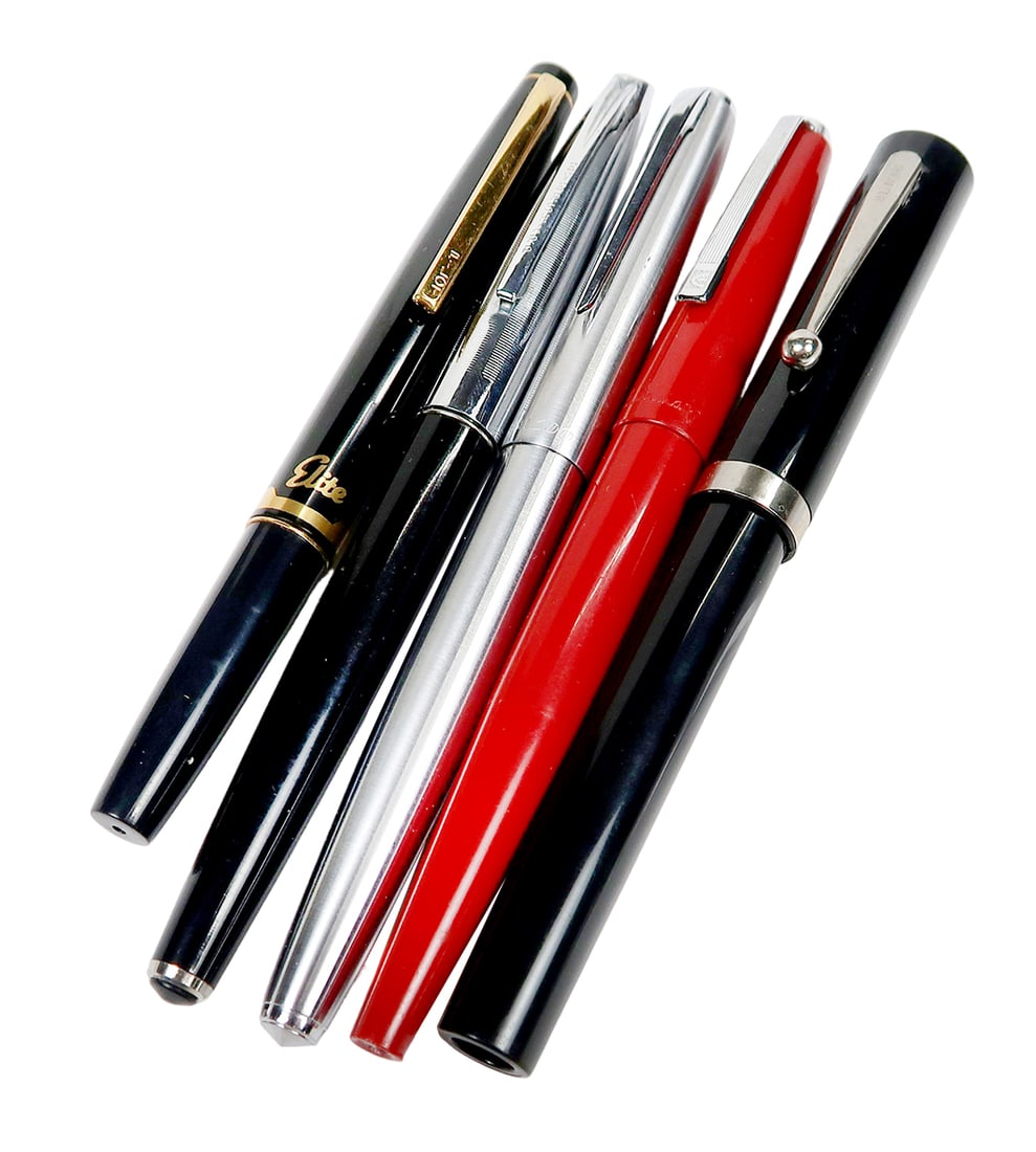 5 Fountain Pens, Sheaffer Calligraphy W/3 Nibs, Chinese 51 Style,2- Eversha (1 of 2)