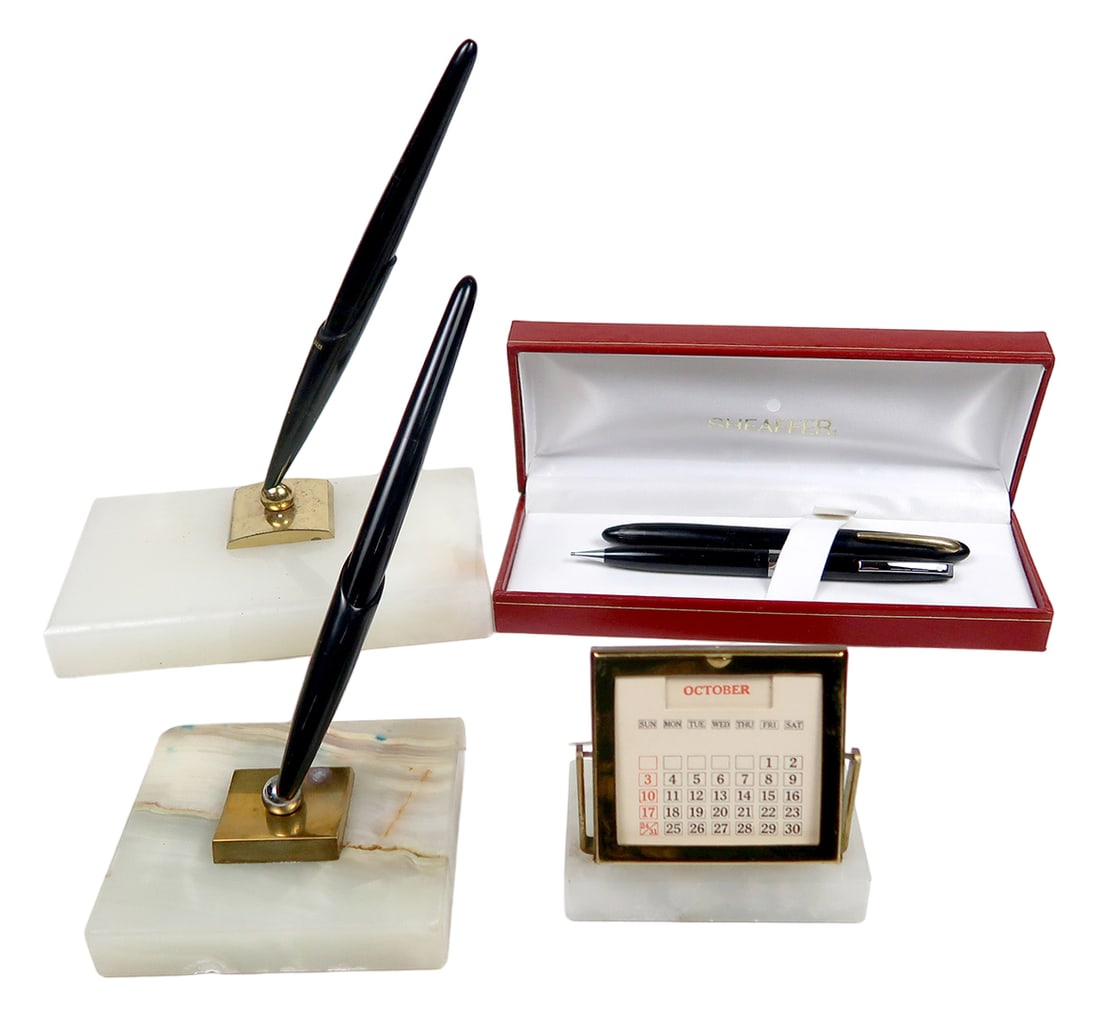 4 Parker & Sheaffer Pens & Sets, 2 51's In Onyx Stands, No Dot 14k Two-tone (1 of 2)