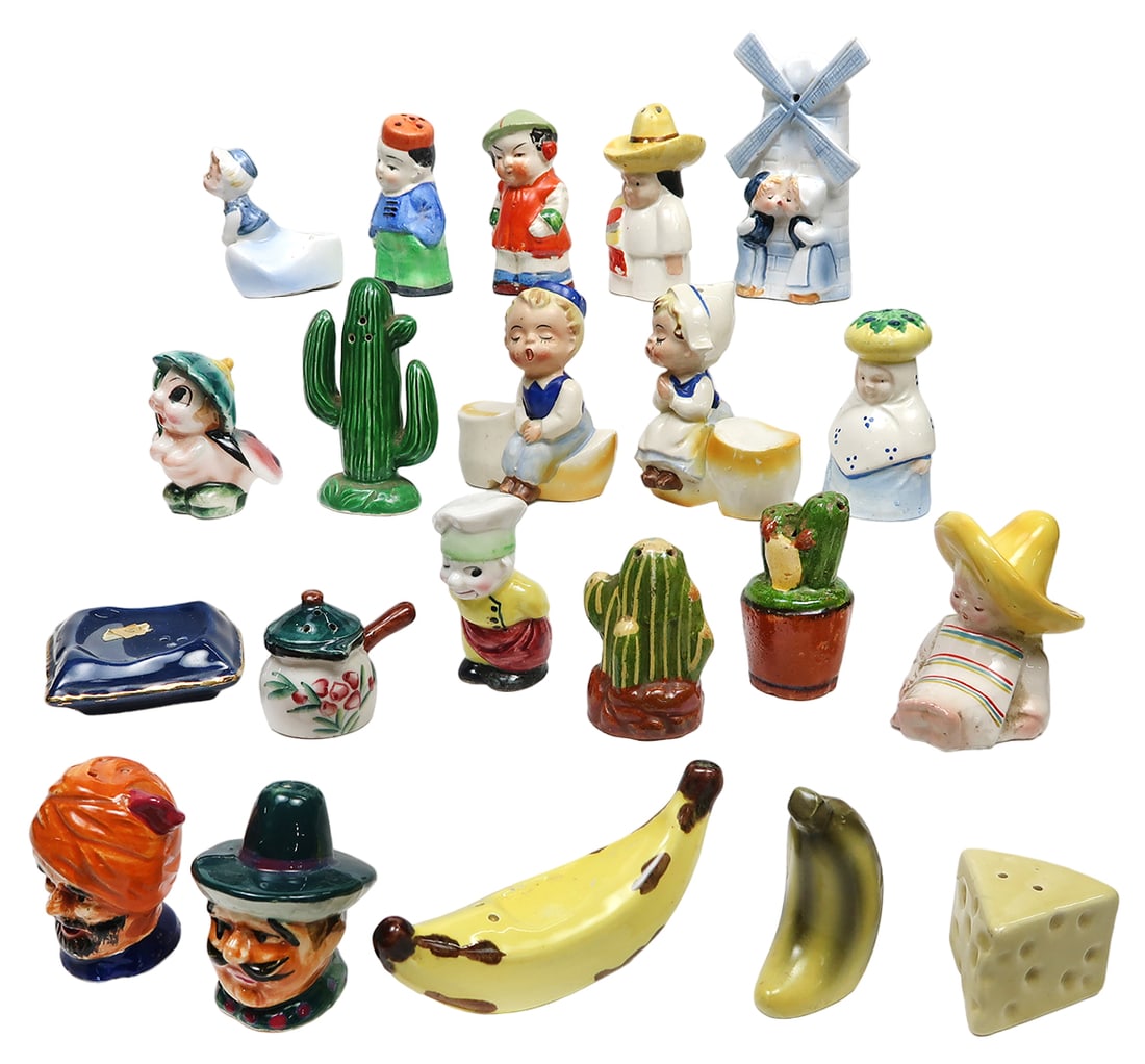 Salt & Pepper Shakers (1 Set, 19 Singles) Misc, Enesco Imports-japan, Unmar (1 of 2)