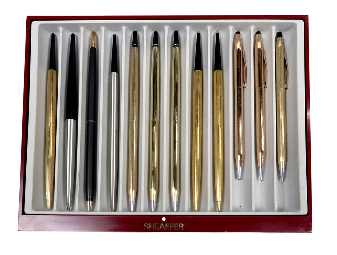 12 Parker & Cross Pens & Pencils, 8 Assorted Parker Desk Pens W/1 Matching (1 of 2)