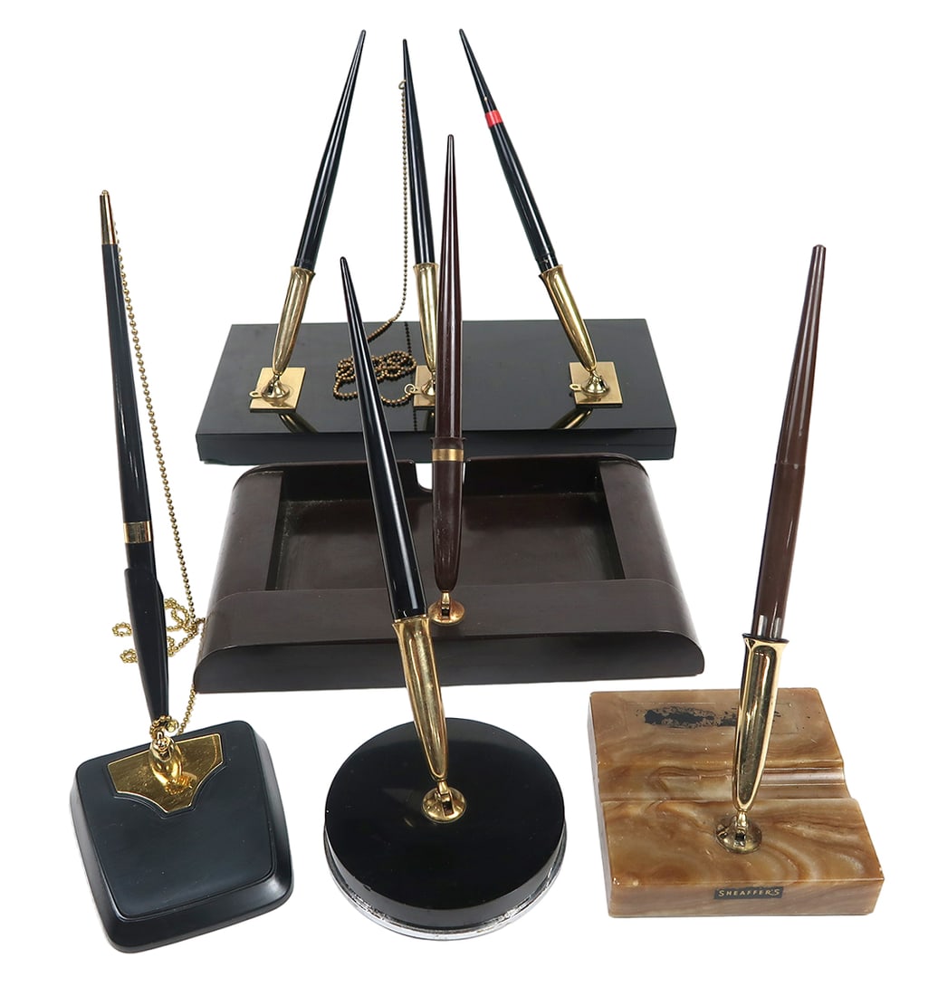 5 Sheaffer Desk Sets With A Variety Of Fountain/ball Point Sets Incl 14k Ni (1 of 2)