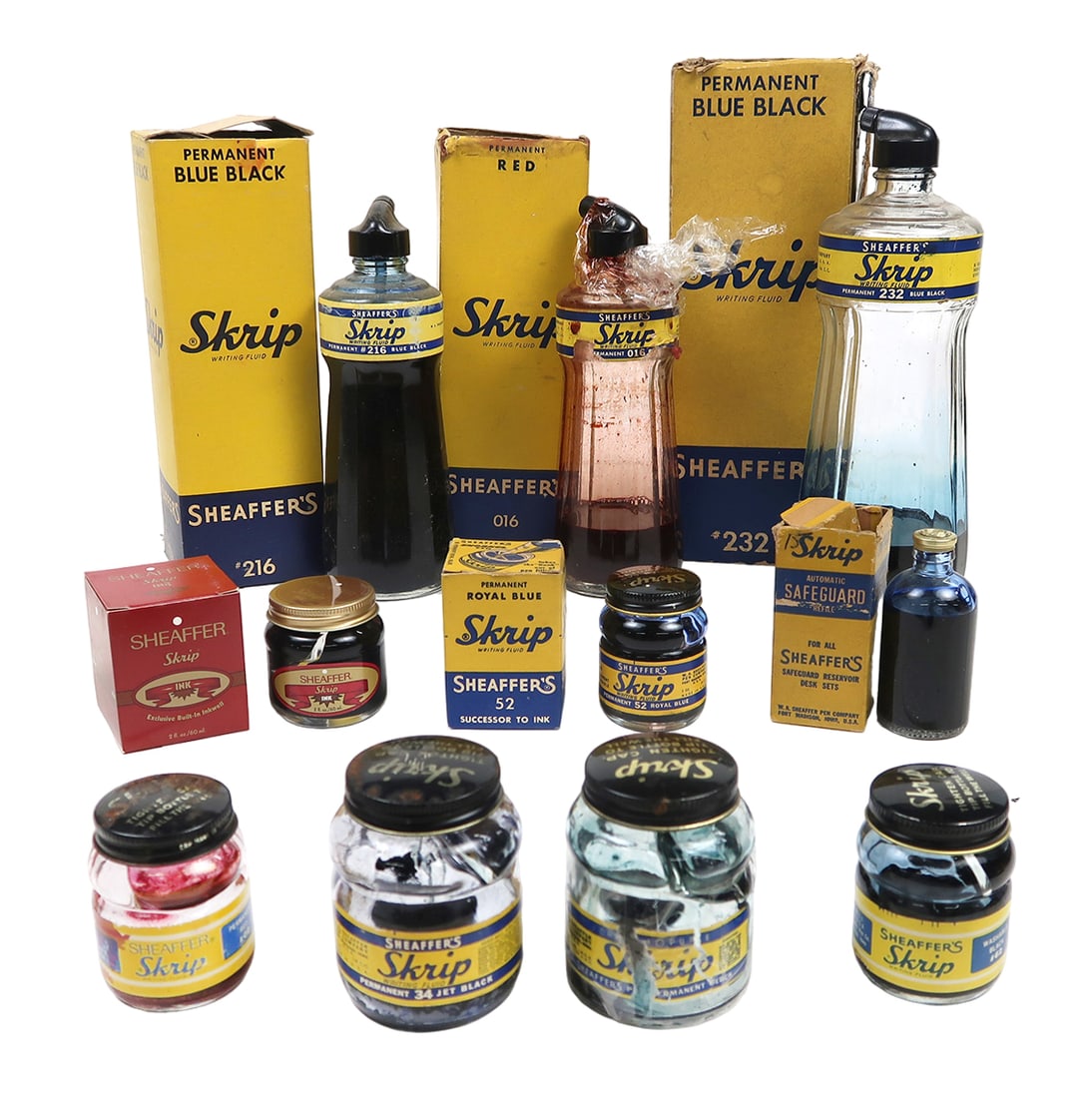 10 Vintage Sheaffer Skrip Ink Bottles, Assorted Sizes Incl #232, 216, 016, (1 of 4)