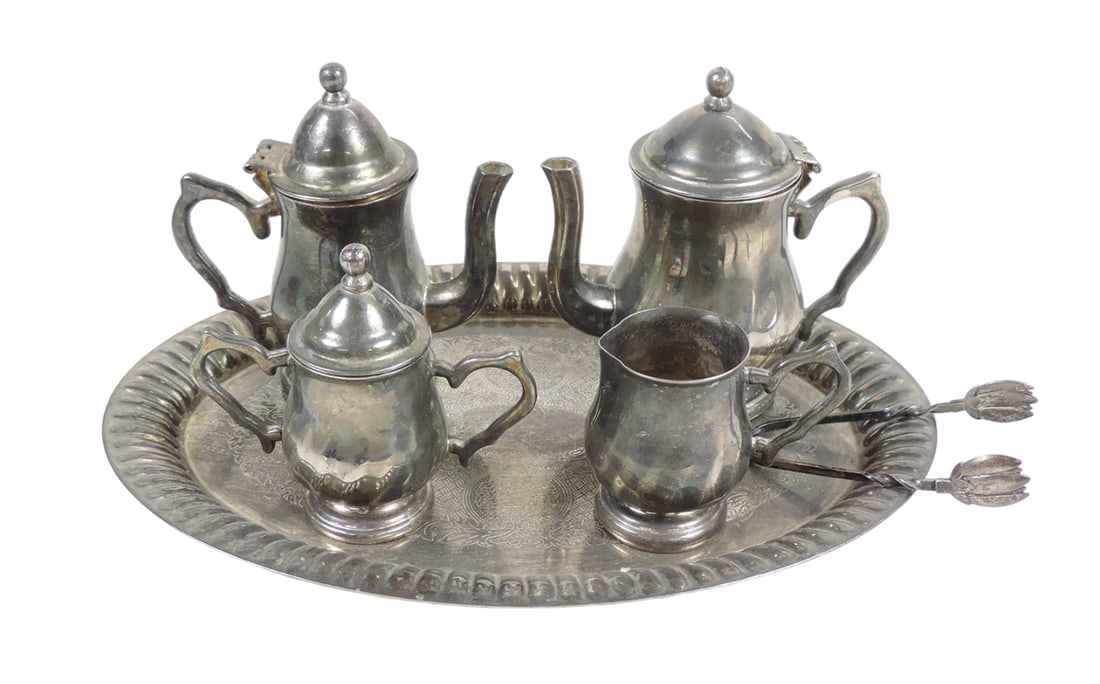 Children's coffee/tea set, Godinger Silver Art Co., VG cond, up to 7"H x 10 (1 of 2)