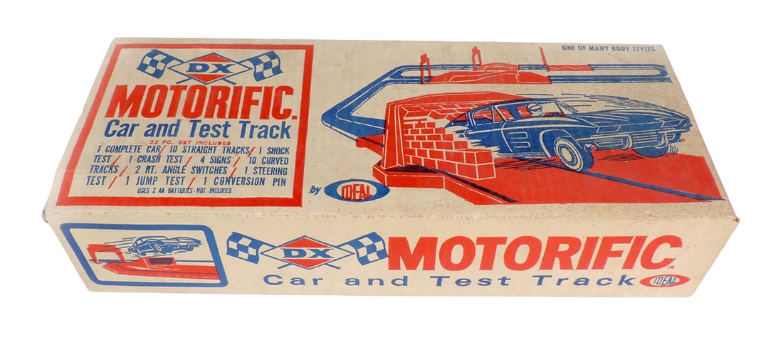 Toy DX Motorific car & test track, parts appear new in box, untested, VG co (1 of 3)