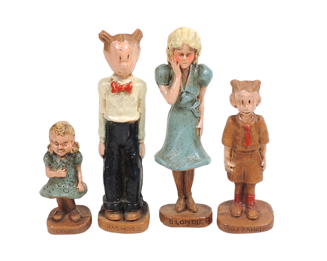 Dagwood, Blondie, Alexander & Cookie Syroco Wood Figures (4), each dated 19 (1 of 3)