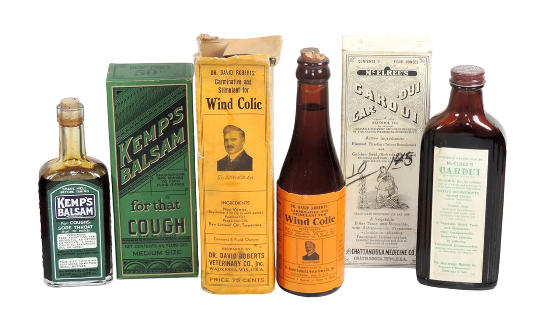 Drug Store Bottles (3), Dr. David Roberts Wind Colic amber bottle w/cork st (1 of 1)