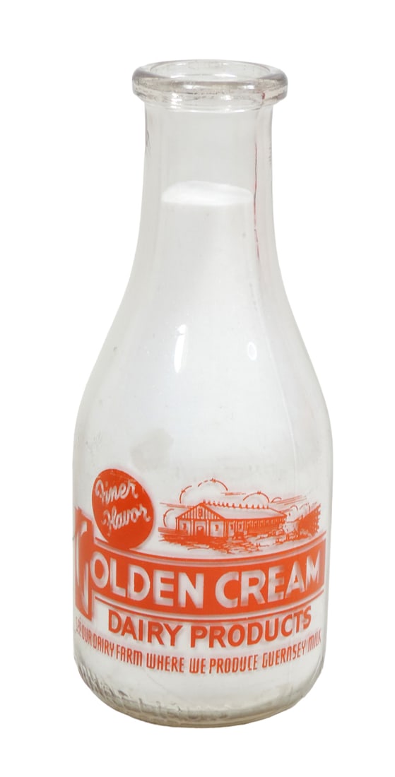 Advertising Milk Bottle, Pueblo, Colo. Golden Cream Dairy Products & Model (1 of 2)