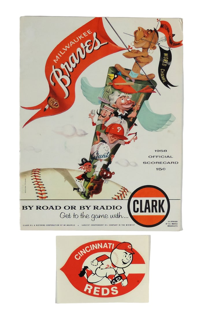 Baseball, Milwaukee Braves 1958 Official Scorecard (unused) & Cincinnati Re (1 of 2)