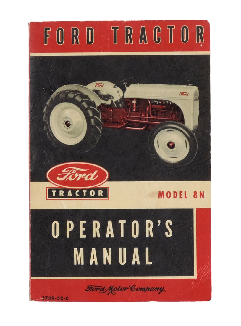 Ford Tractor Model 8N Operator's manual 3729-52-C, c.1952, Exc cond w/wear, (1 of 3)