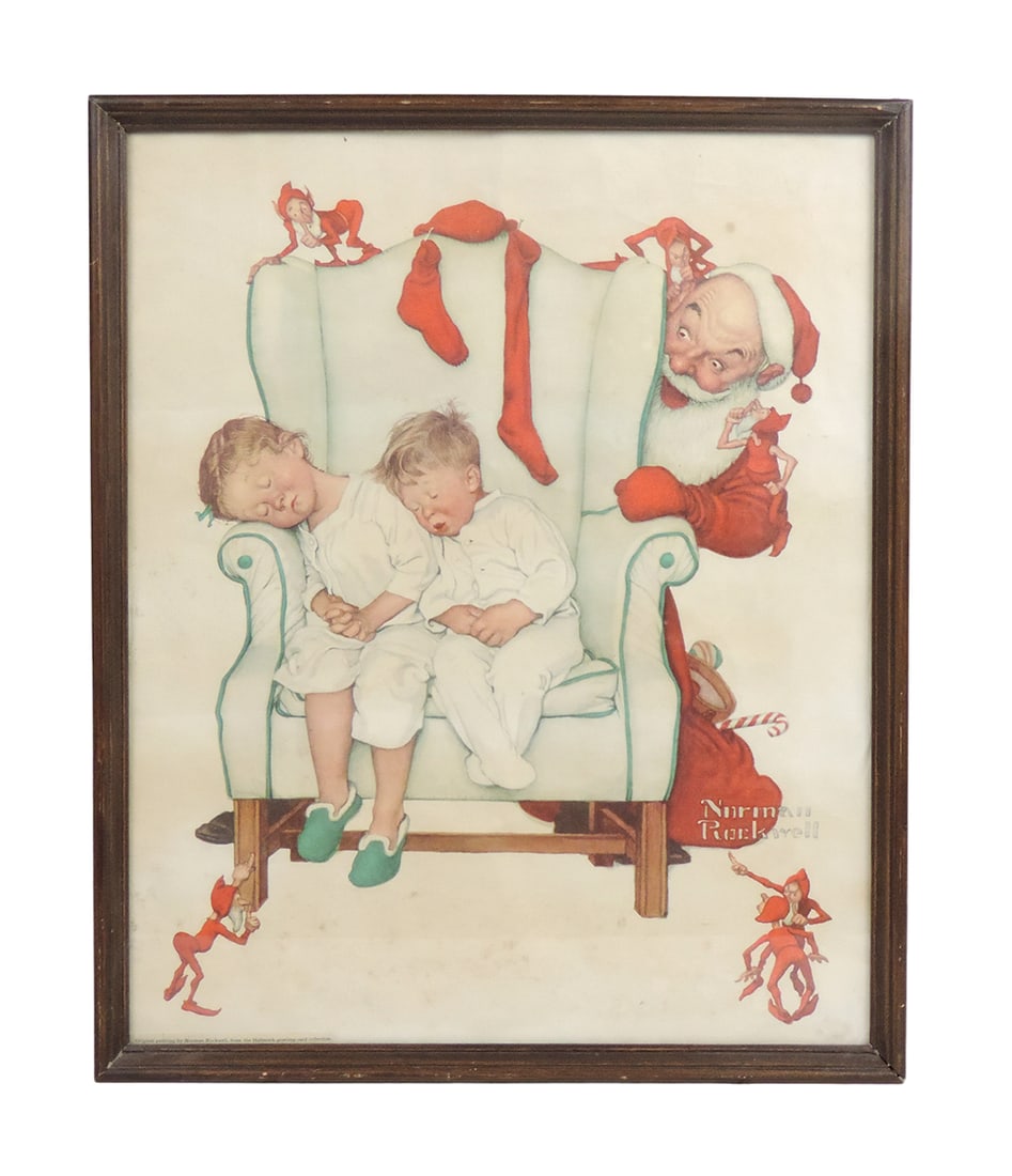 Print, Norman Rockwell, from the orig painting by Norman Rockwell, from the: Print, Norman Rockwell, from the orig painting by Norman Rockwell, from the Hallmark greeting card collection, framed under glass, VG cond w/wear, 15"W x 18"H.