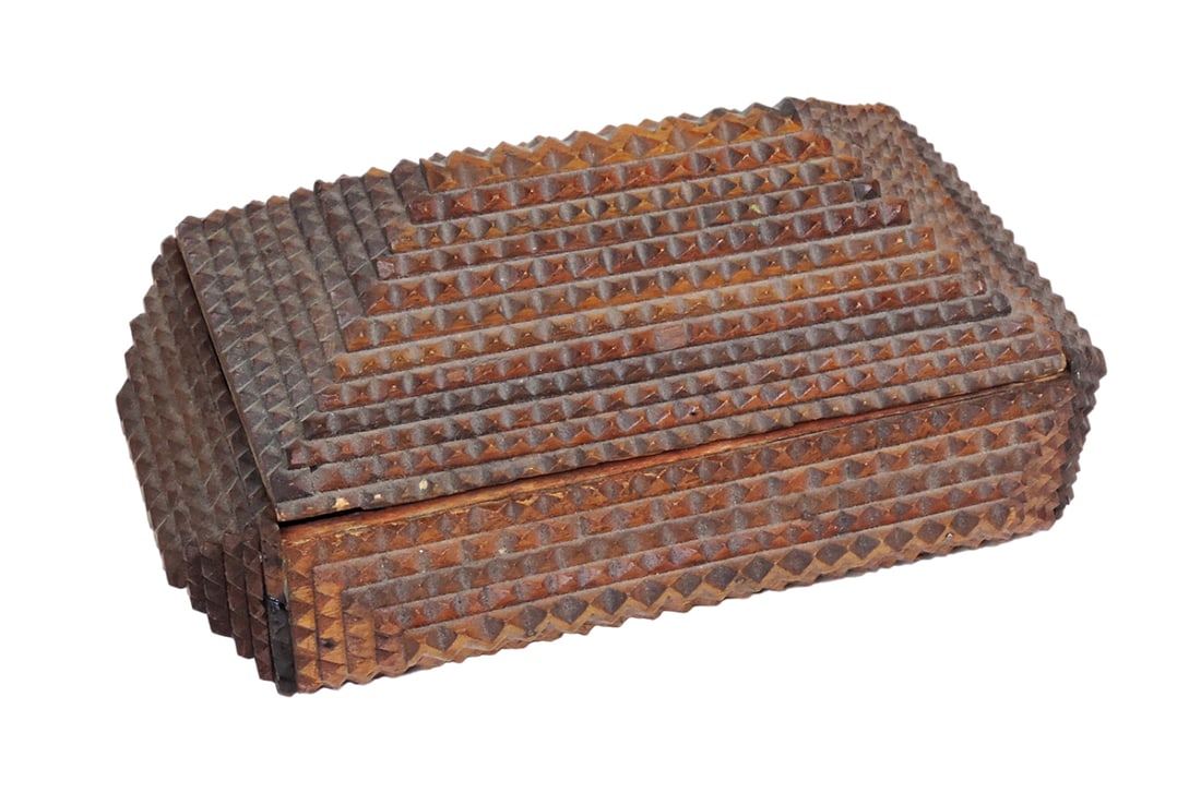 Tramp Art Cigar Box, George Mason, factory No. 593 9th dist PA 50, Exc cond (1 of 2)