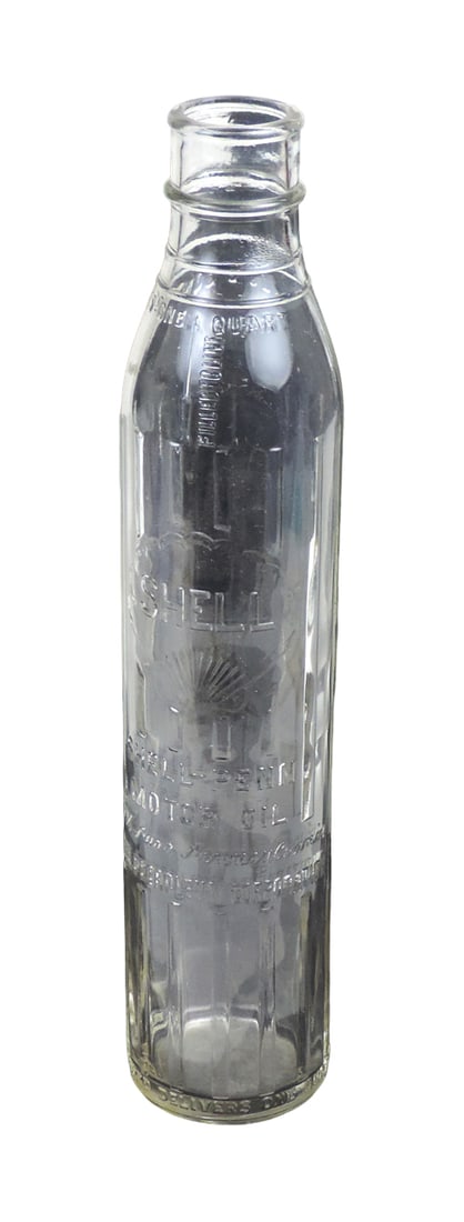 Petroliana, Shell one quart embossed glass oil bottle, Shell-Penn Motor Oil (1 of 1)