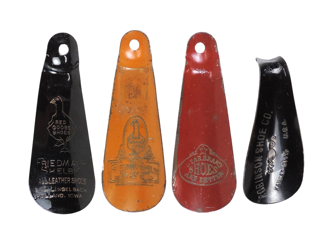 Advertising Shoe Horns (4), Red Goose Friedman-Shelby all leather shoes fro: Advertising Shoe Horns (4), Red Goose Friedman-Shelby all leather shoes from E.A. Linglebach Holland, IA adv (black), Red Goose Friedman-Shelby all leather shoes (orange), Star Brand Shoes are Better 
