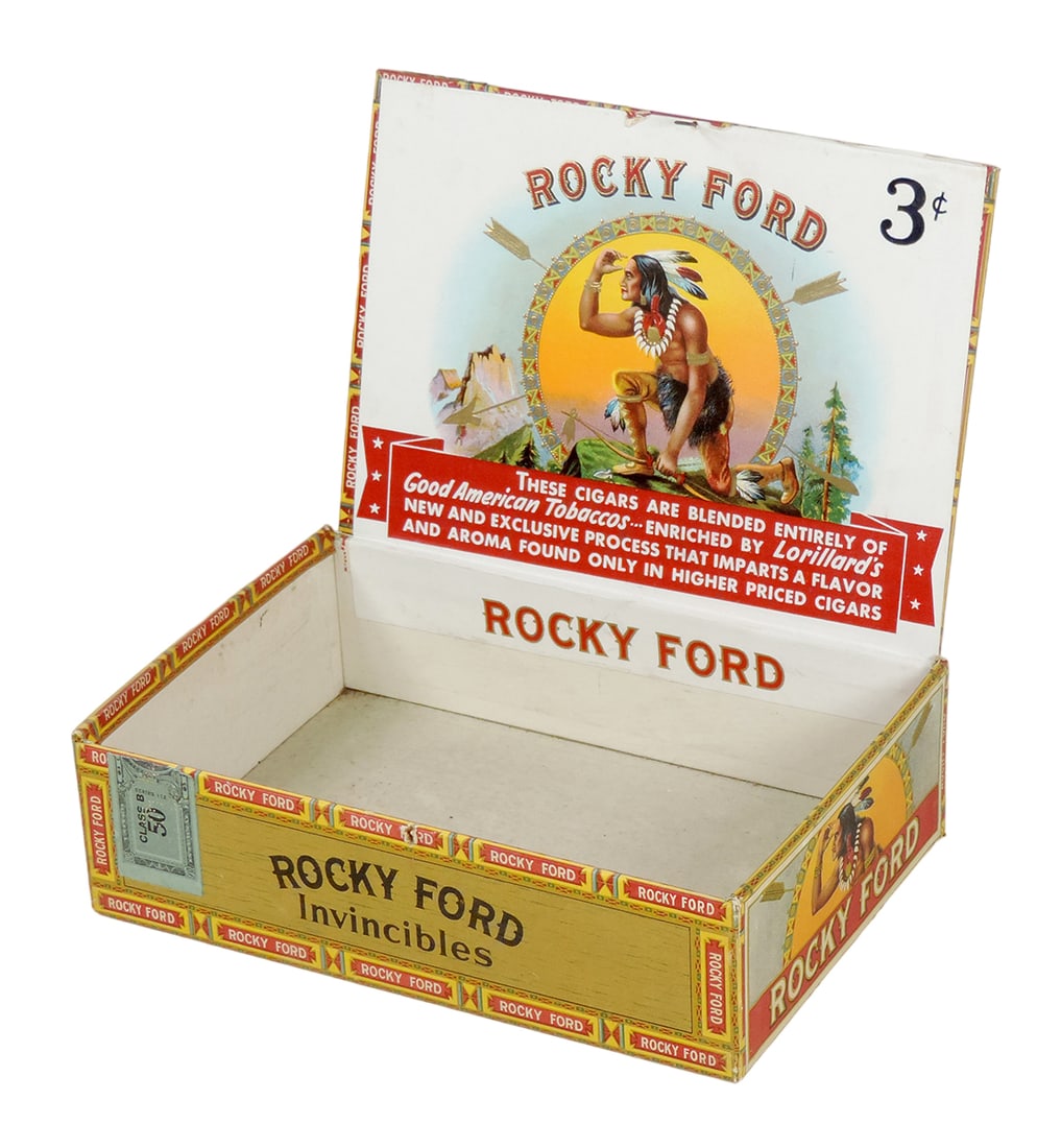Cigar Box, Rocky Ford w/Indian graphic, 3 Cent cigars, Indian graphics on b (1 of 2)
