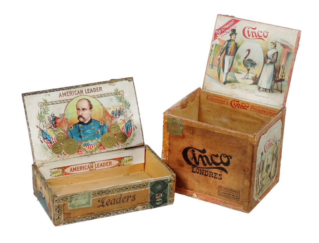 Cigar Boxes (2), both wood, American Leader from Schwerin Bros.-California (1 of 2)