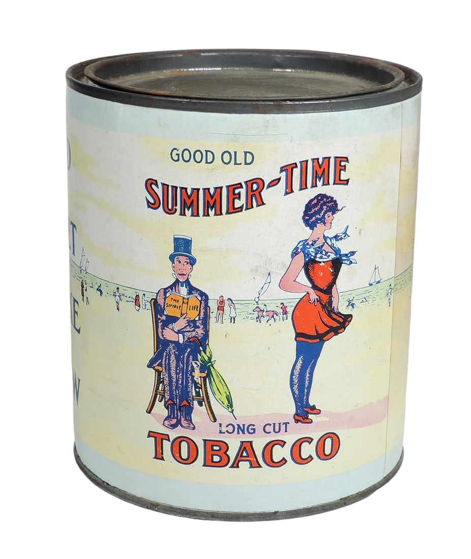 Tobacco Tin, Summer-Time, tin w/colorful & fun paper label, by Spauling & M (1 of 4)