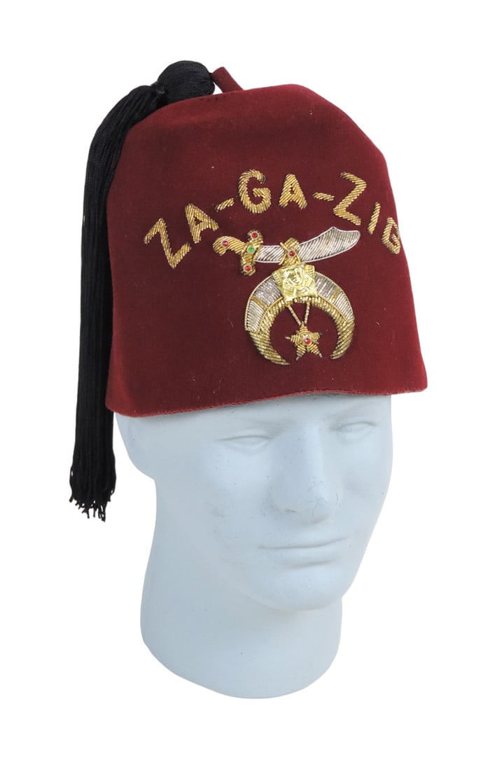 Shriner's Masonic Za-Ga-Zig hat w/black tassel & beads, Superior Uniform & (1 of 2)