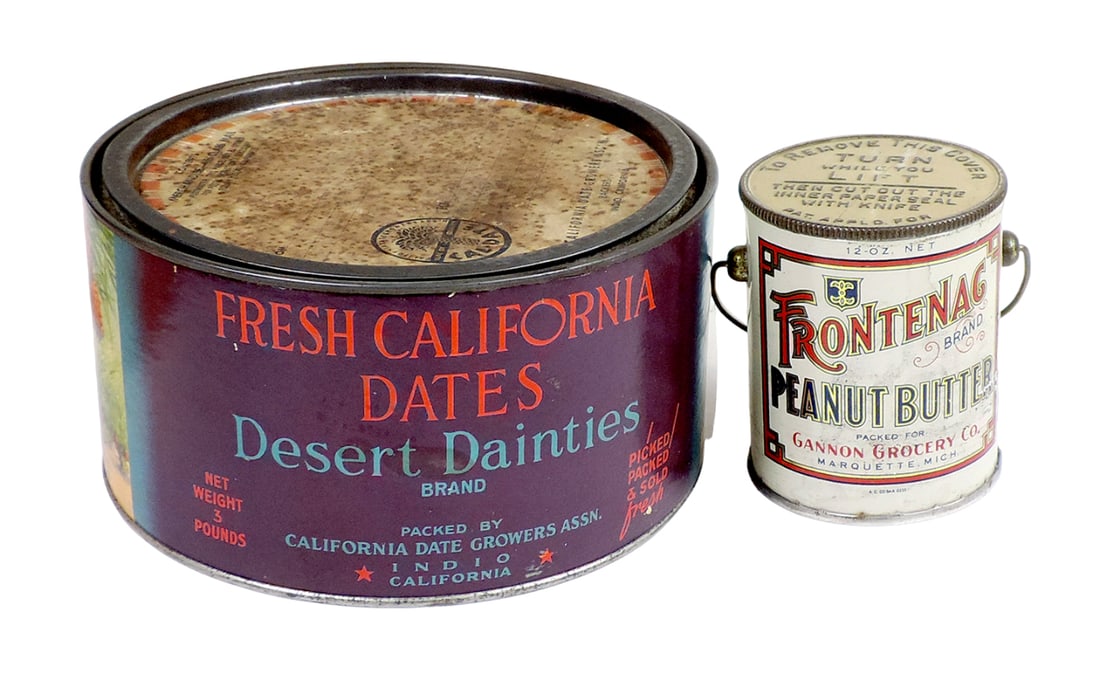 Country Store Tins (2), tin & cdbd Desert Dainties Brand packed by Californ (1 of 3)