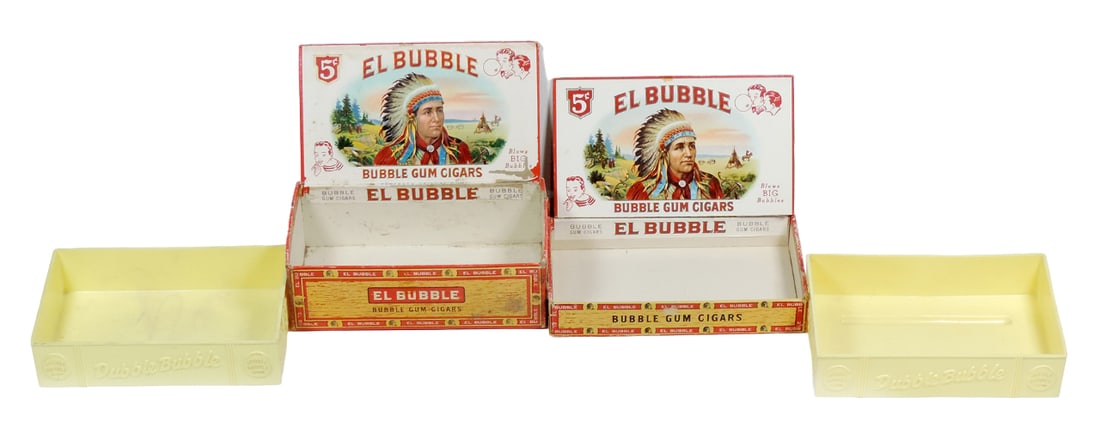 Chewing Gum Boxes (4), (2) El Bubble Gum Cigar boxes w/Indian chief graphic (1 of 1)